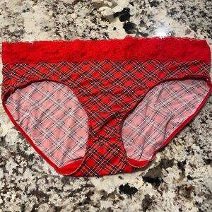 Cacique Red and Plaid Lace Panties